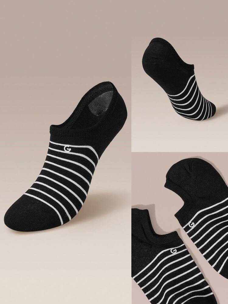 3 Pairs Invisible No-Show Socks Walk A Mile Soft Grip Daily Studio Workout Gym