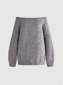ROMWE Grunge Punk Women's Solid Color Casual Versatile Daily Wear Long Sleeve Sweater - Grey - View 6