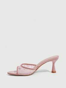 CUCCOO SZL Women Shoes Spring And Summer Sequins Mesh Splicing Strap Open-Toed Alien Heel High Heel, Fairy Mesh Patent Leather Multi-Color Women's High Heel Sandals Dating Commuter Shopping Banquet Party Wedding Festival Gift-Giving - Pink - View 4