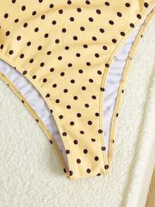 Swim Mod 2026 Spring/Summer New Women's Thick Strap Yellow Print Cute Hollow-Out Backless One-Piece Swimsuit, Beach Vacation Vacation Tropical - Apricot - View 7