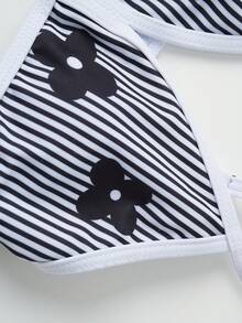 SHEIN Bộ đồ bơi 2 mảnh dành cho bé gái tuổi teen, gồm áo tankini nhuộm màu và quần tankini tam giác, thích hợp cho kỳ nghỉ hè và đi biển. - màu đen - Xem 4