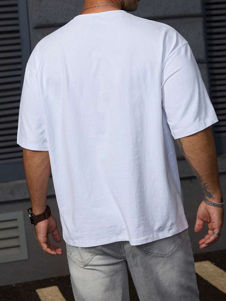 Embroidered Graphic White Short Sleeve T-Shirt For Men