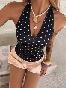Short, Fitted, Strappy, Backless Top In Brown, Suitable For Summer And Spring In Y2K Style - Negro 6 - View 3