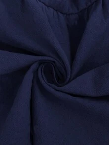 Elaquor Plus Size Summer Casual Contrast Color Tie Strap Backless Camisole - Navy Blue - View 8