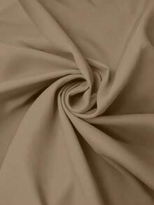 SHEIN LUNE CURVE 大码女式休闲不对称下摆网眼拼接西装外套 - 卡其色 - 查看 4