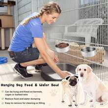 Stainless Steel Cat/Dog Feeders & Waterers, Detachable Hanging Cage Bowls For Teddy Dogs & Small Pets - silver - View 6