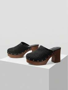 MOTF WOMEN STUDDED PLATFORMS & WEDGE SANDALS SUMMER SHOES - Black - View 10