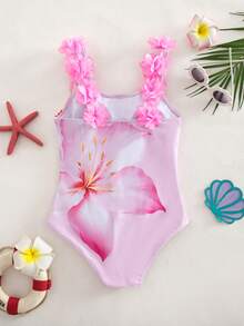 Travachic KIDS Travachic Tween Girl Tween Girls 3D Floral One-Piece Swimsuit, Floral Graphics,Summer Vocation,Beach - Pink - View 2