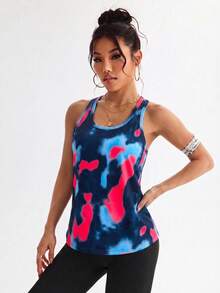 SHEIN Core Rhythm Women's Colorblock Gradient Sleeveless Vest, Fitted Sports Casual Everyday Cycling Wear - Coffee Brown - View 5