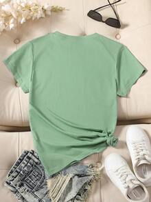 NostaNoir Plain Crew Neck T-Shirt - 薄荷綠 - 查看 2