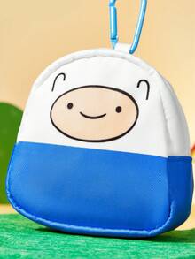 ADVENTURE TIME X SHEIN 冒險卡通主題超迷你聚酯纖維零錢包套組，可愛便攜式鑰匙圈收納包附腕帶與掛鉤，小容量收納袋可用於硬幣與耳機，卡通迷完美禮物 - 白色 - 查看 4