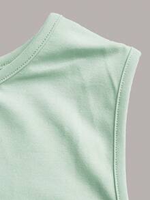 SHEIN EZwear 薄荷绿女士长款褶皱腰部吊带连衣裙 - 薄荷綠 - 查看 3