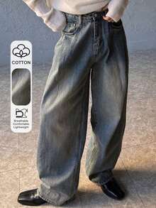 DAZY Jeans holgados de hombre con lavado desgastado - Azul - Ver 1