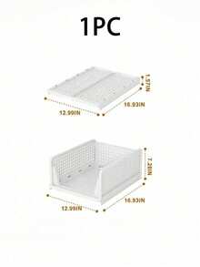 Stackable Plastic Storage Basket, Foldable Wardrobe Partition, Storage Box, Drawer Rack, Suitable For Storage Containers In Wardrobes, Cabinets, Kitchens, Bathrooms, And Offices - White - View 19