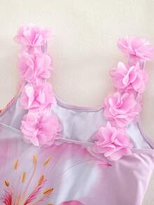 Travachic KIDS Travachic Tween Girl Tween Girls 3D Floral One-Piece Swimsuit, Floral Graphics,Summer Vocation,Beach - Pink - View 4