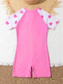 SHEIN Đồ bơi một mảnh có khóa kéo phía trước DS72 dành cho bé gái tuổi teen, thời trang cho mùa hè - Hồng - Xem 2