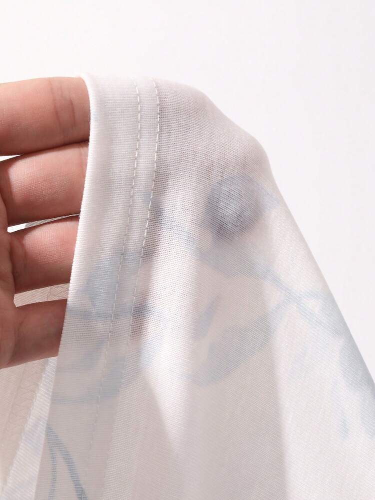 Women's Floral Print Crew Neck Nightgown