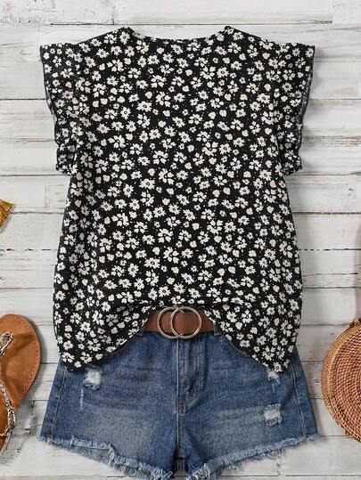 SHEIN Clasi Damen Sommer Casual Blümchen Bluse