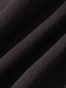 Livesso Women's Solid Color Integrated Knit Collar Polo Neck Casual Commuter Knit Top, Spring/Summer - Coffee Brown - View 3