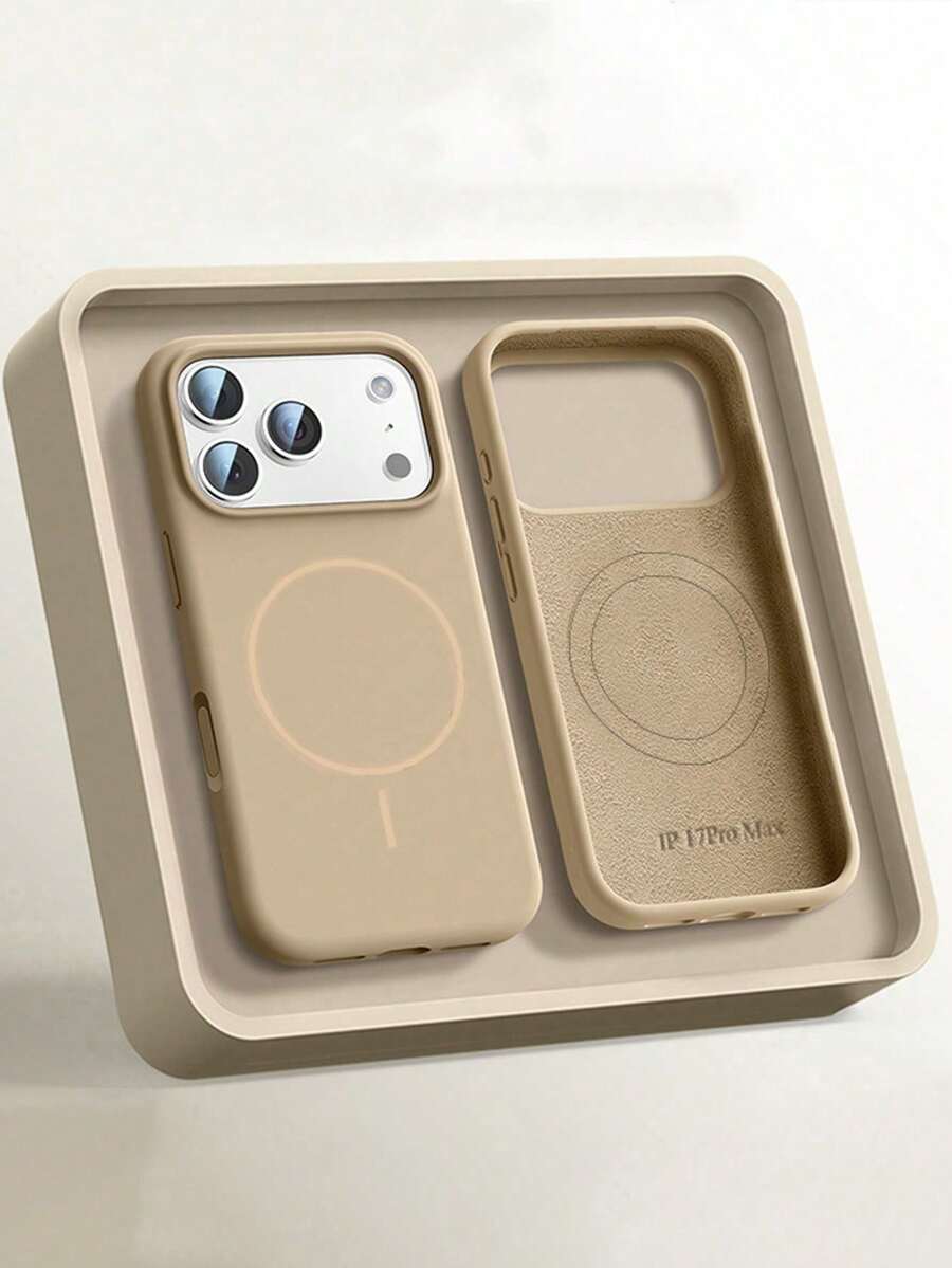 Funda de teléfono de silicona suave con imán, compatible con iPhone 17 Pro Max/17/16/15/14/13/12/11 Pro Max Plus, admite carga inalámbrica magnética, funda protectora a prueba de golpes. - Oro del desierto - Ver 1