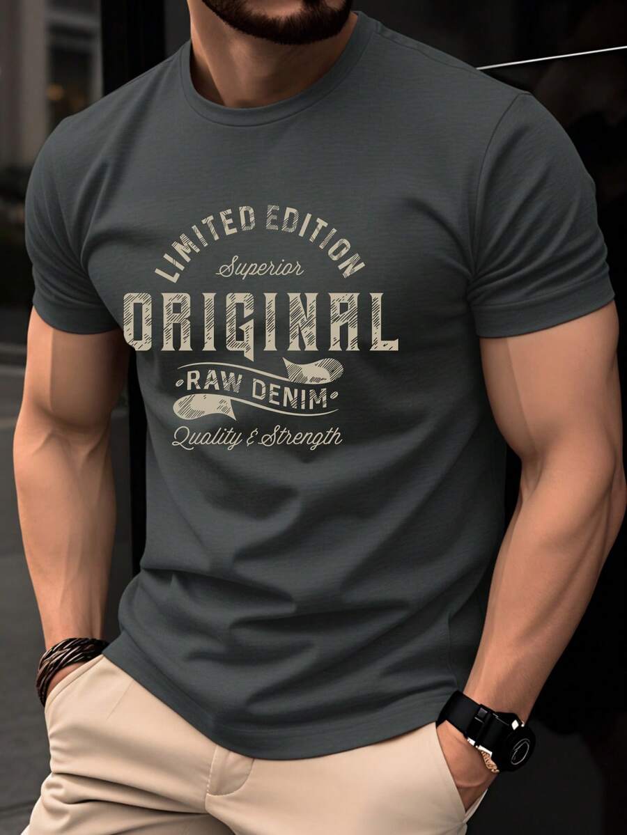 Manfinity Dauomo Men's Casual Printed Round Neck T-Shirt, Summer - Multicolor - View 1