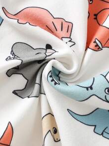 Cozy Pixies Bộ đồ ngủ 4 món cho bé trai, gồm áo dài tay cổ tròn in hình khủng long hoạt hình, chất liệu vải mềm mại và quần dài cạp chun. - Nhiều màu - Xem 8