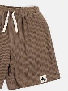 SUMWON Tween Boys Textured Ribbed Polo Co-Ord Set With Contrast Collar Short Sleeve Top And Drawstring Shorts - Multicolor - View 5