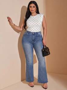 SHEIN BAE 大码波点连体衣，适合夏季穿着 - 彩色 - 查看 5