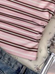 少女白色休闲简约不对称褶皱短款上衣，适合春夏穿着，时尚日常之选。 - 彩色 - 查看 5