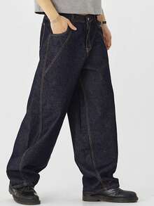 DAZY Long Original Navy Blue Blue Men's Jeans - Blue - View 4