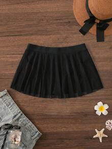 Swim Basics 2025 Summer New Plus Size Women Black Mesh Patchwork Ruffled Triangle Bikini Bottom Beach - Black - View 2