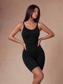 Lazeform Mono De Bodycon Con Correa De Espagueti De Color Sólido Para Mujeres - Negro - Ver 1