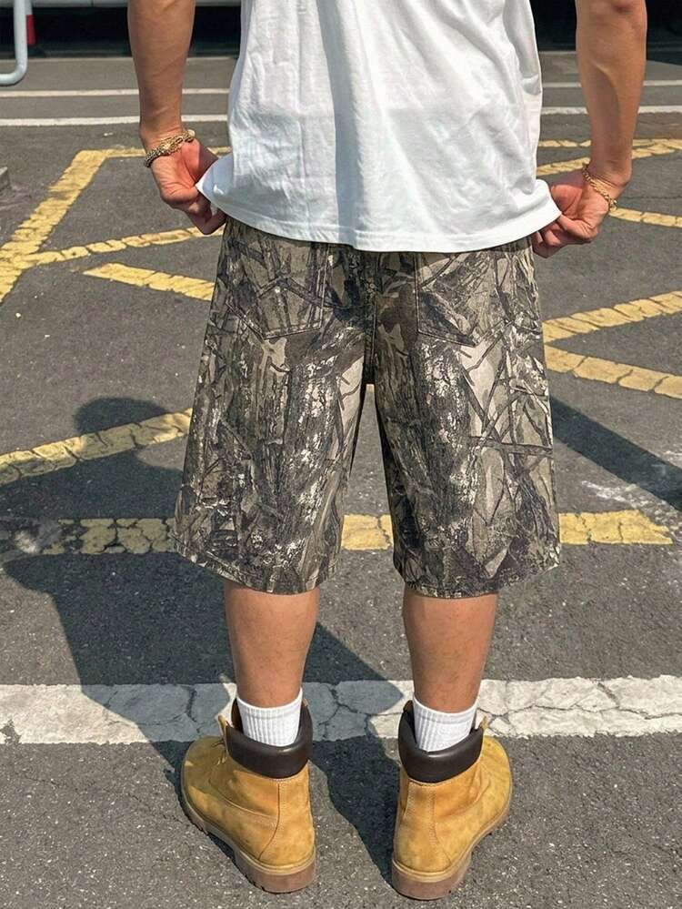 Men's Summer Casual Vacation Fashion Street Daily Commute All-Over Print Bermuda Denim Shorts