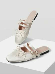 MOTF PREMIUM FASHIONABLE VINTAGE COMFORTABLE CASUAL BOW DECOR FLATS FOR CHRISTMAS SPRING SHOES - Rice apricot - View 9