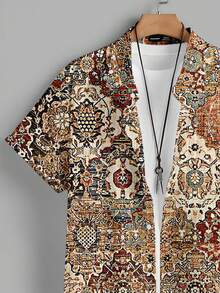 Azurnel Comman Vase Persian Carpet Pattern Casual Men's Standard Size Short Sleeve Polo Shirt - Multicolor - View 3
