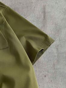 AXEPEAK Men's Fashion Short Sleeve Shirt & Flare Leg Pants Set - Army Green - View 7