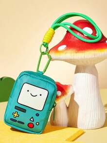 ADVENTURE TIME X SHEIN 1個雙面表情復古遊戲機造型迷你PU皮革零錢包，可愛鑰匙圈收納袋附手腕帶，小巧便攜硬幣收納包，適合遊戲愛好者與卡通迷的完美禮物 - 綠色1 - 查看 3