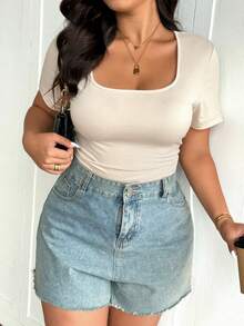 SHEIN Frenchy 3件套加大码女士时尚连体衣，黑色、杏色、咖啡色百搭休闲连体衣 - 彩色 - 查看 4