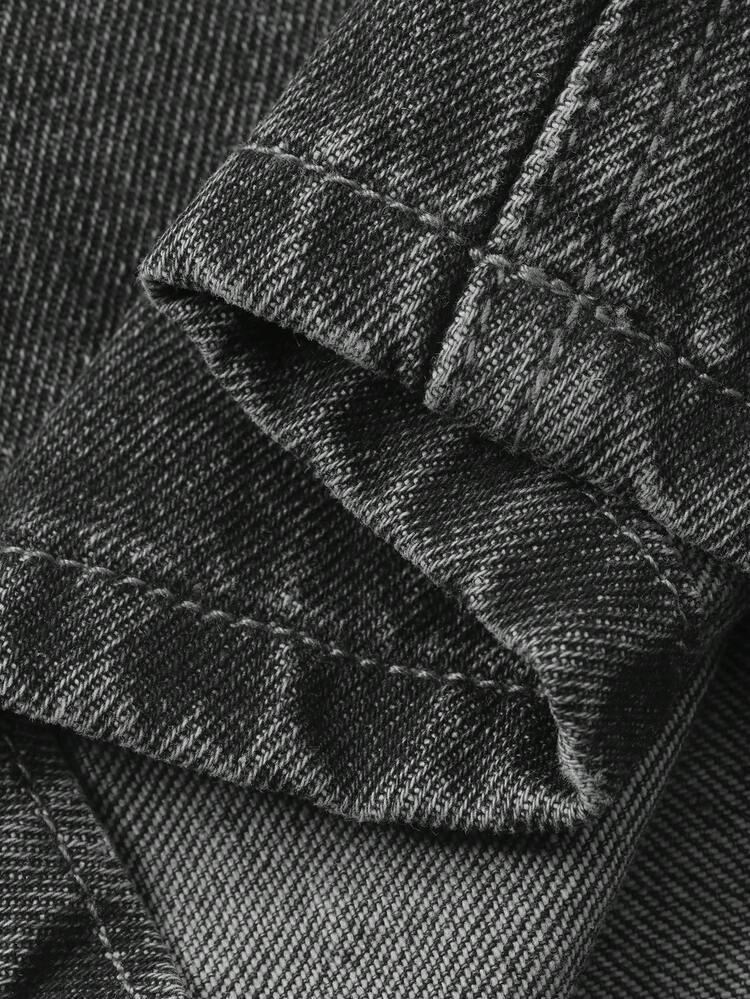 Men's Vintage Washed Dark Blue Denim Jeans, Autumn