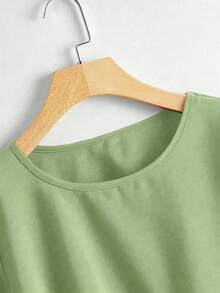 EMERY ROSE Solid High Low Peplum Blouse Peplum Top - Green - View 5