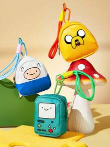 ADVENTURE TIME X SHEIN 1個雙面表情復古遊戲機造型迷你PU皮革零錢包，可愛鑰匙圈收納袋附手腕帶，小巧便攜硬幣收納包，適合遊戲愛好者與卡通迷的完美禮物 - 綠色1 - 查看 8