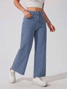 Straight-Leg Jeans With Pockets And Zipper, Versatile Fashion For Women - Dark Wash Blue 3 - View 6
