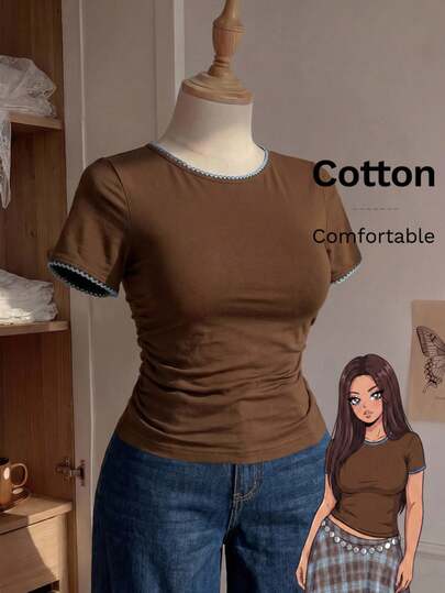 Comfortcana Plus Size Waist Ruched Elastic T-Shirt