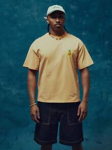 Musero Camiseta de cuello redondo con estampado gráfico oversize, de manga corta con estilo de piña, esencial para primavera y verano, ideal para vacaciones - Amarillo - Ver 2
