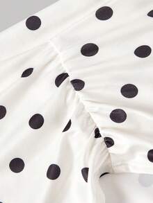 SHEIN MOD Women's Elegant 90s Inspired 70s 2000s Retro White With Black Polka Dots Polka Dot Print Long Dress, Summer Party Vacation Festival Outfits Beach - Black and White - View 3