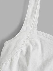 SHEIN MOD Women's Casual Everyday Commute Minimalist Solid Color Back Zipper Fitted Denim Dress, Summer - White - View 5
