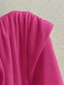 Soleia 女士休闲度假性感缎带露背蝴蝶结褶皱紧身连衣裙，适合海滩、邮轮、城市等场合 - 玫紅色 - 查看 9