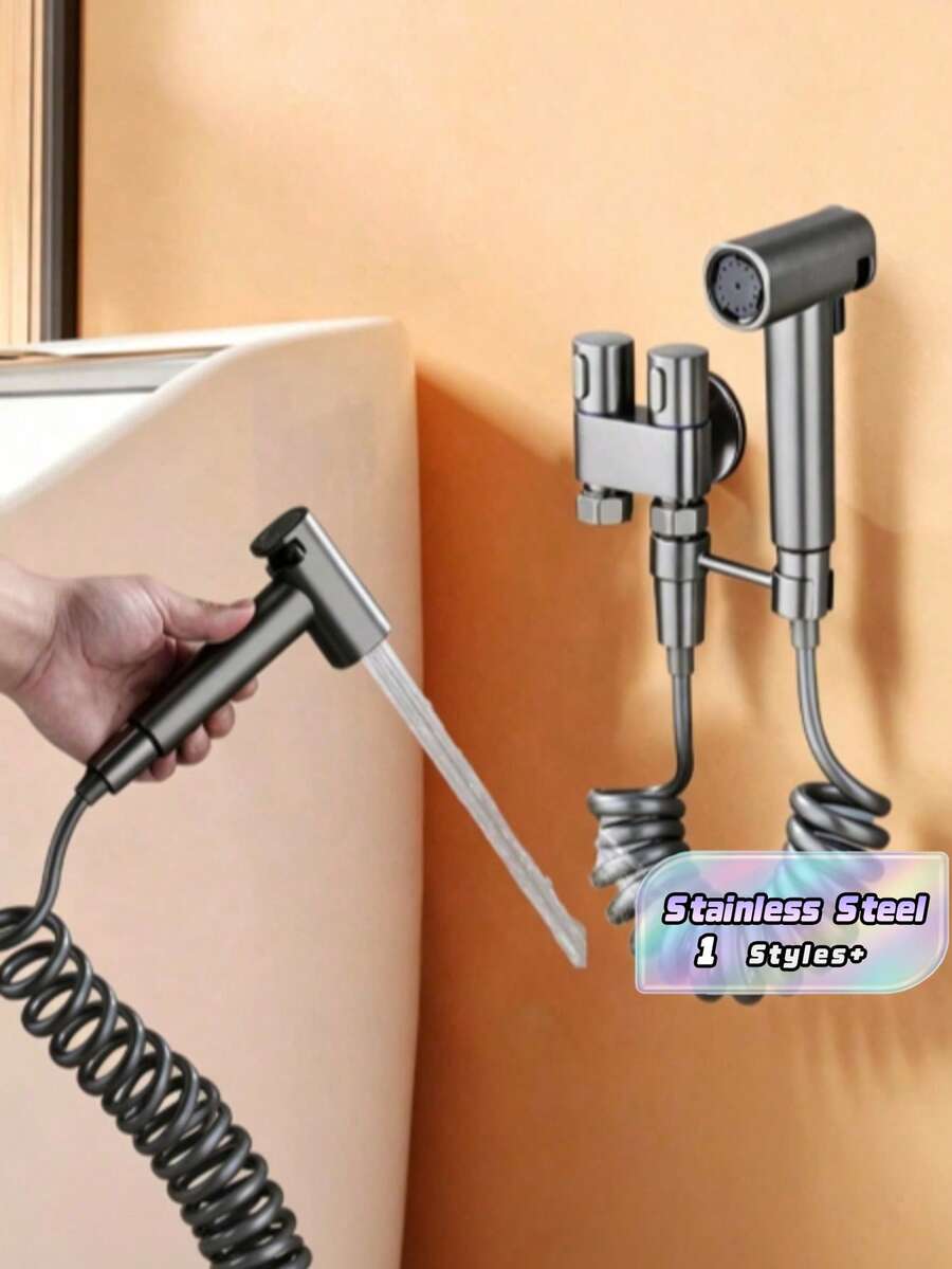 1 Set Stainless Steel Handheld High Pressure Bidet Sprayer, 78" Toilet Hose, Female Intimate Hygiene Cleaner, Dual Mode Wall Mounted Adjustable Bathroom Bathroom Accessories Bathroom Tools - silver - View 1