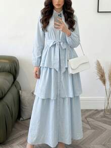 Mulvari Áo dài nữ - Màu xanh nhạt - Xem 7