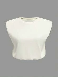 Travachic Áo tank top dệt kim không tay dáng rộng dành cho nữ, thích hợp cho mùa hè. - Màu be - Xem 1